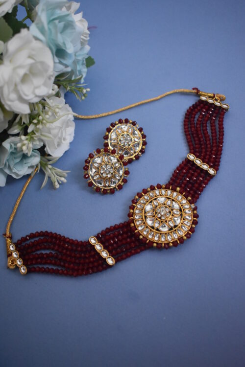Crystal Kundan Choker Set with Earrings