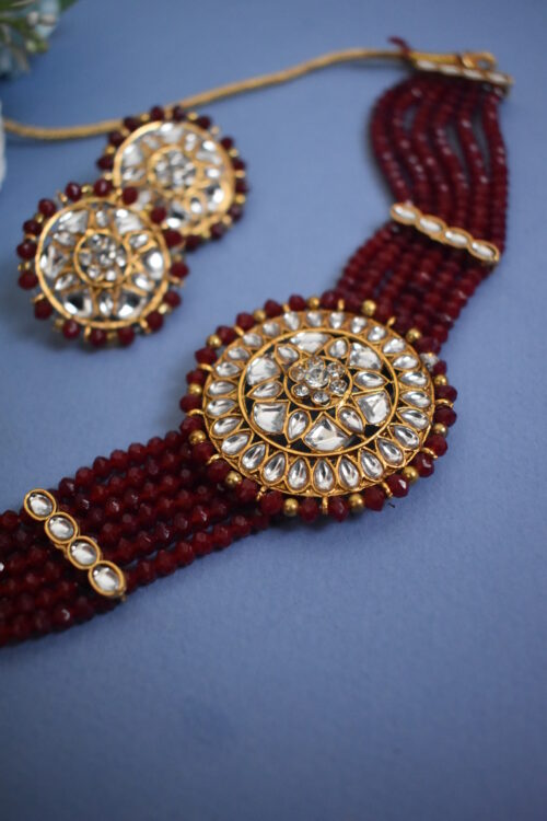 Crystal Kundan Choker Set with Earrings