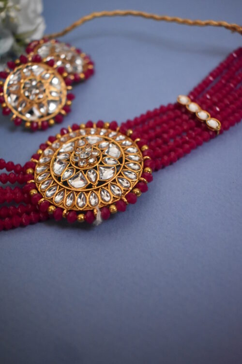 Crystal Kundan Choker Set with Earrings