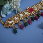 Elegant Wedding Wear Multi Color Pachi Kundan Necklace Set