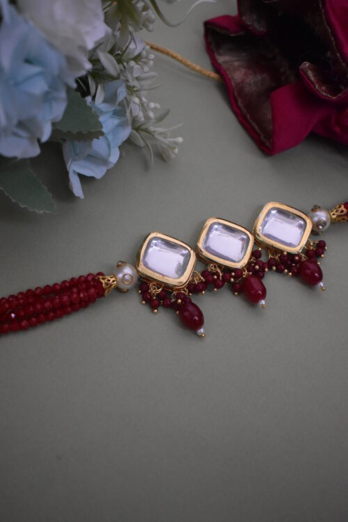 Traditional Big Kundan And Beads Choker Set