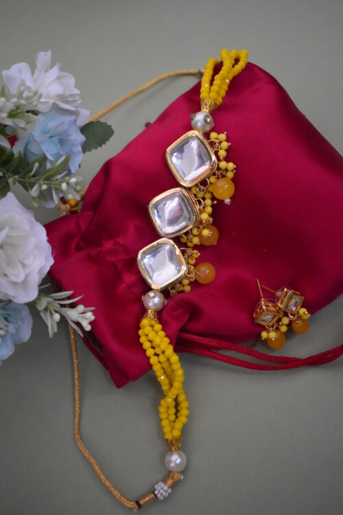 Traditional Big Kundan And Beads Choker Set