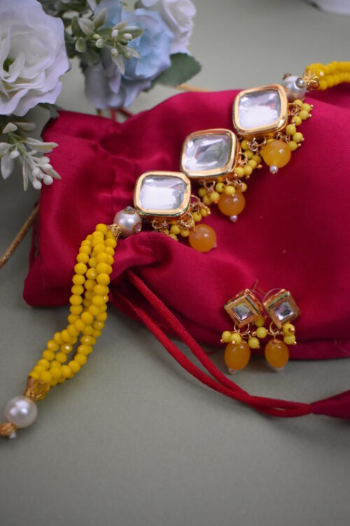 Traditional Big Kundan And Beads Choker Set