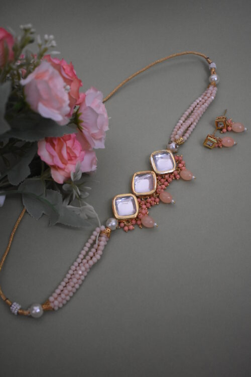 Traditional Big Kundan And Beads Choker Set