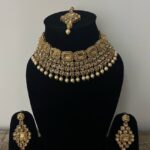 Beautiful Gold Toned Shimmery Choker Necklace Set