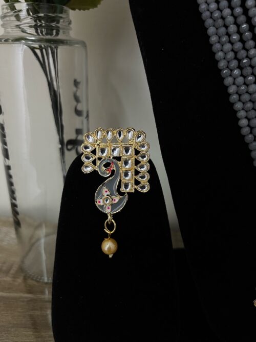 Peacock Design Kundan Studded Long Necklace Set