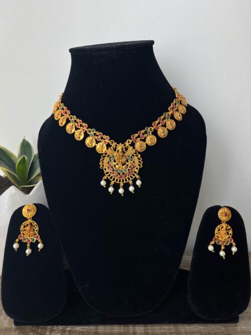 Gold Plated Coin Design Necklace Set
