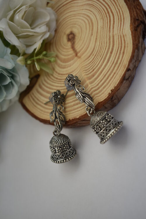 Oxidised Silver Jhumki Earrings
