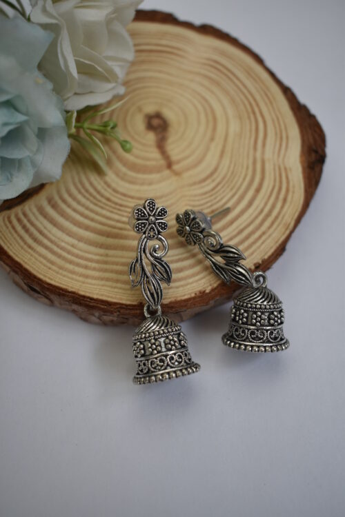 Oxidised Silver Jhumki Earrings