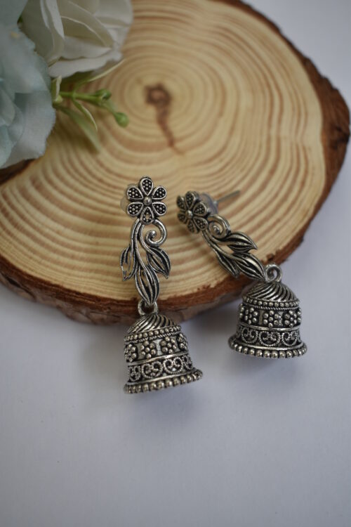 Oxidised Silver Jhumki Earrings