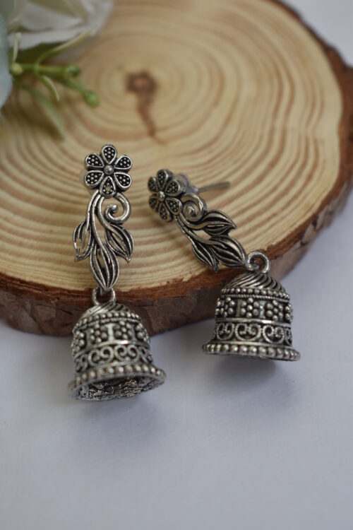 Oxidised Silver Jhumki Earrings