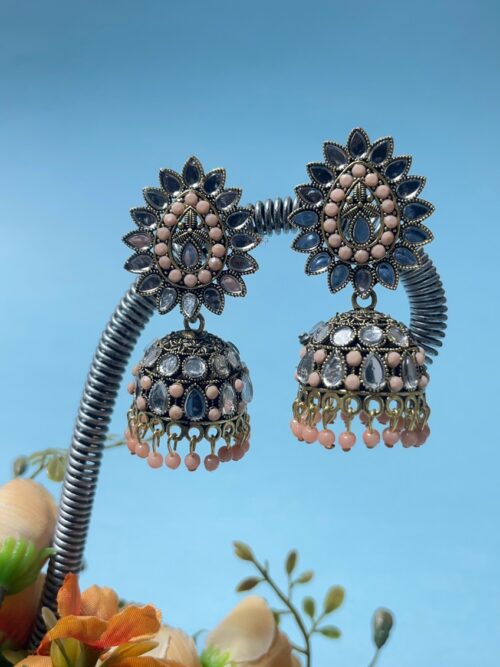 Gold Plated Kundan Jhumka Earrings