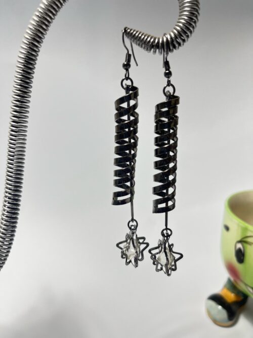Silver Spiral Twist Drop Fashion Earrings