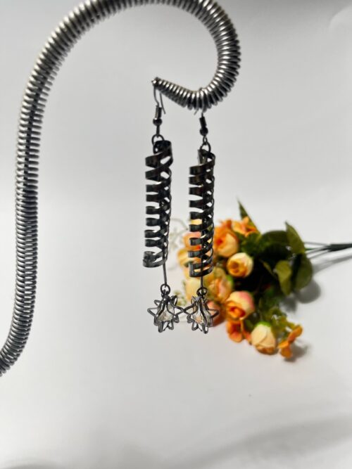 Silver Spiral Twist Drop Fashion Earrings