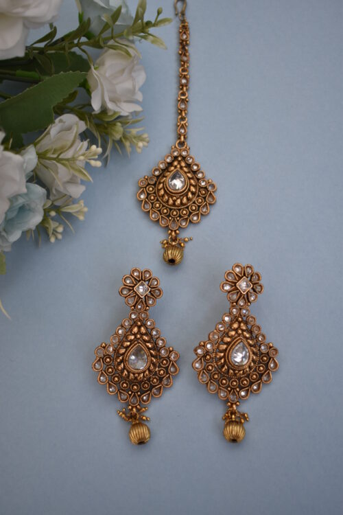 Beautiful Gold Plated Stone Studded Jewellery Set