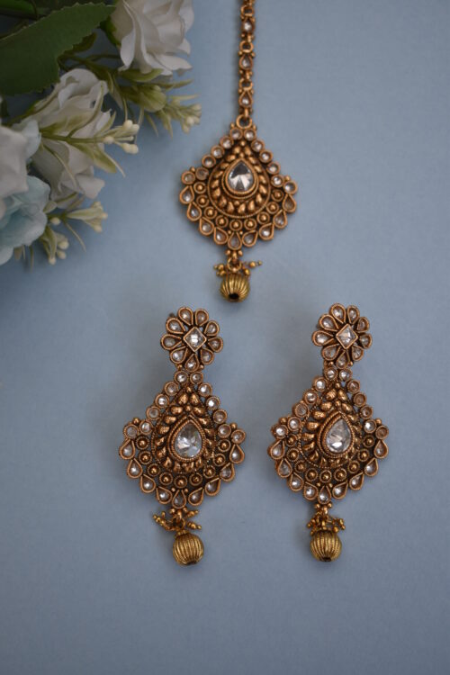 Beautiful Gold Plated Stone Studded Jewellery Set