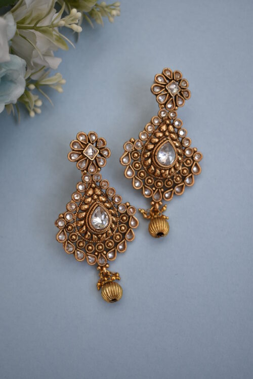 Beautiful Gold Plated Stone Studded Jewellery Set