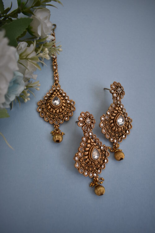 Beautiful Gold Plated Stone Studded Jewellery Set