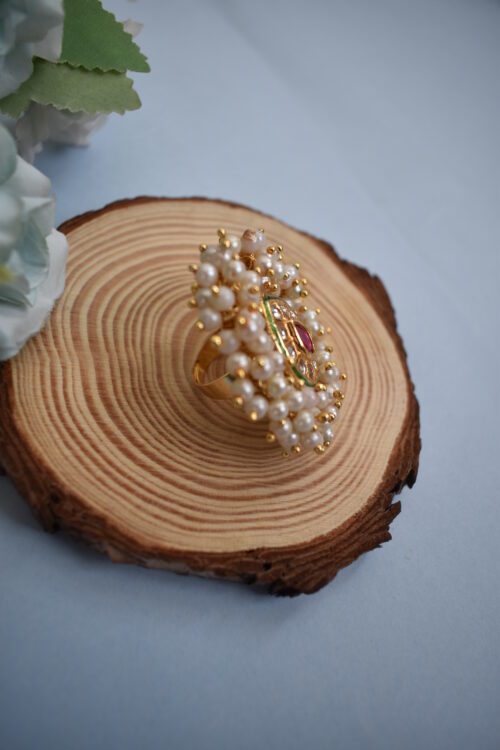 Beautiful Beads & Pink Stone Ring