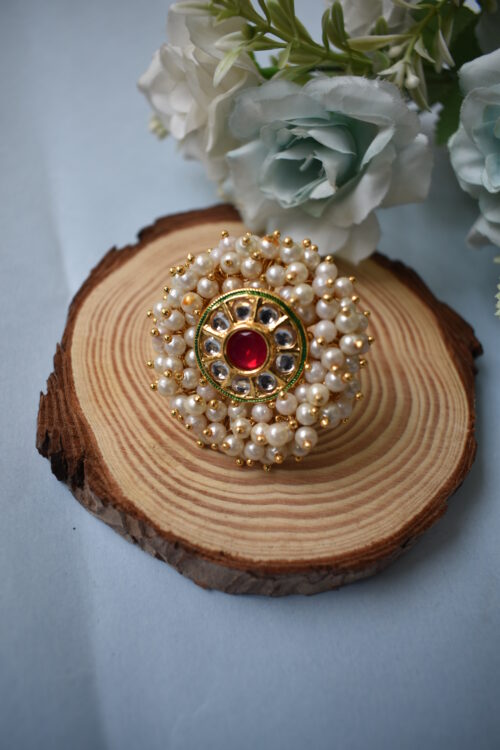 Traditional Pink Stone Beads Ring