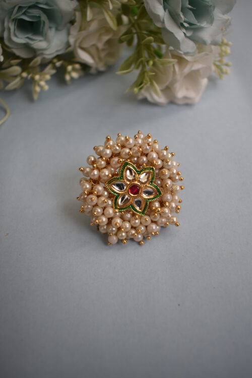 Beautiful Traditional Ring With Beads & Meenakari Work