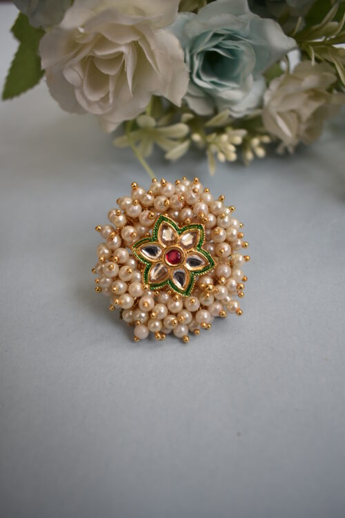 Beautiful Traditional Ring With Beads & Meenakari Work