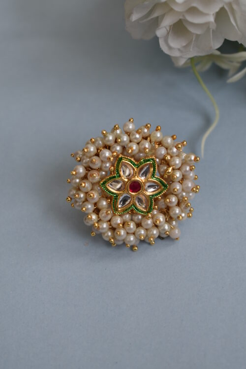 Beautiful Traditional Ring With Beads & Meenakari Work