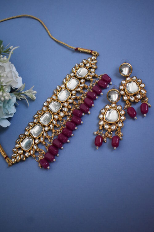 Beautiful Wedding Wear Pachi Kundan Necklace Set