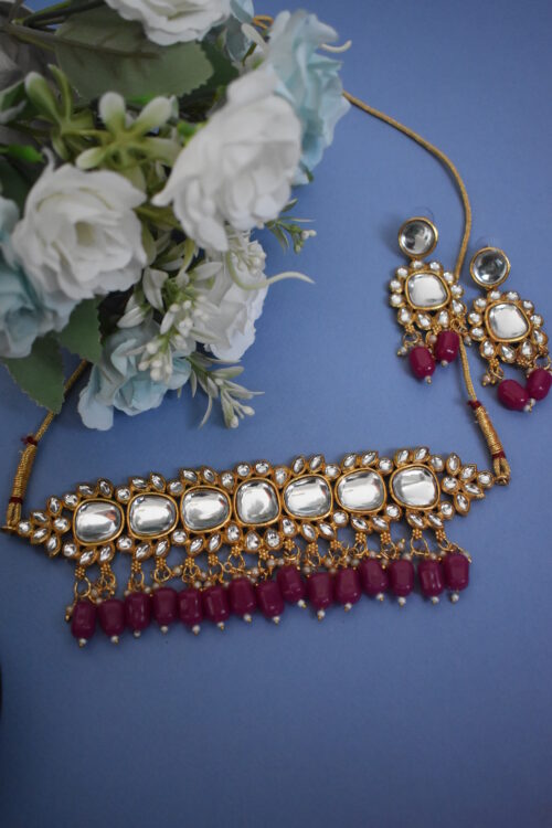 Beautiful Wedding Wear Pachi Kundan Necklace Set