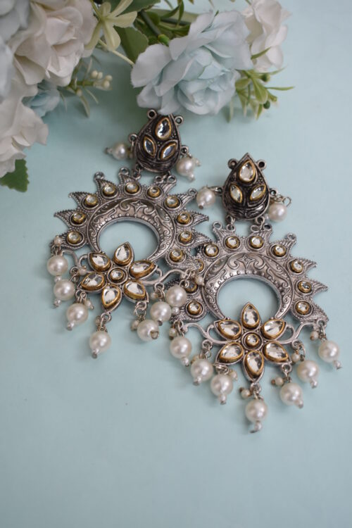 Beautiful Oxidised German Silver Chandbali Earrings