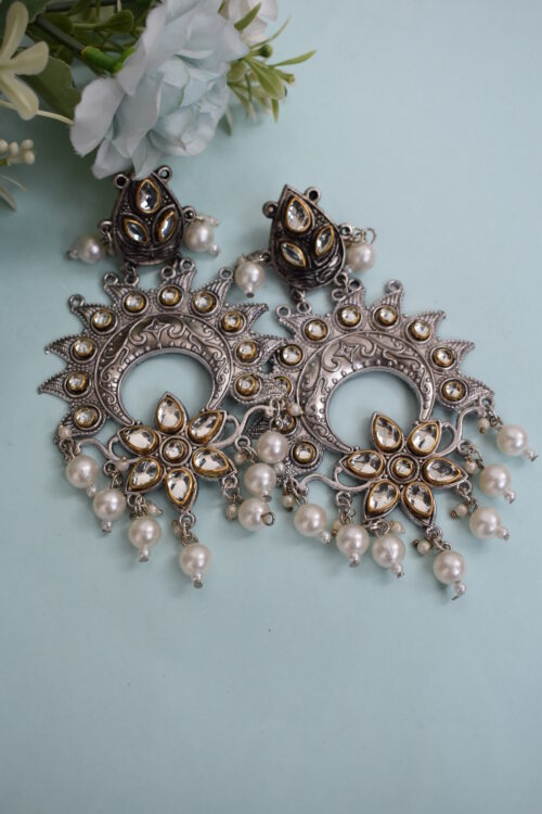 Beautiful Oxidised German Silver Chandbali Earrings