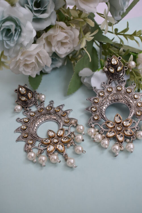 Beautiful Oxidised German Silver Chandbali Earrings