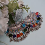 Beautiful Big Multicolor Chandbali Enamel Oxidized Afghani Design Earrings