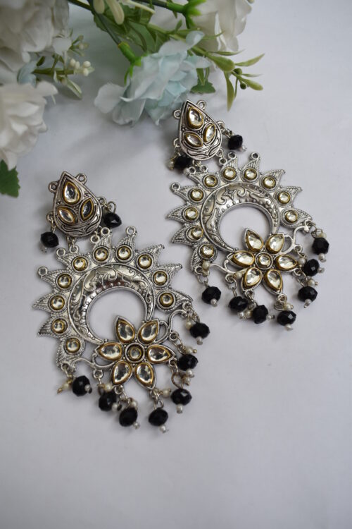 Beautiful Oxidised German Silver Chandbali Earrings