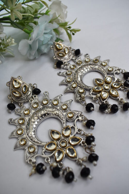 Beautiful Oxidised German Silver Chandbali Earrings
