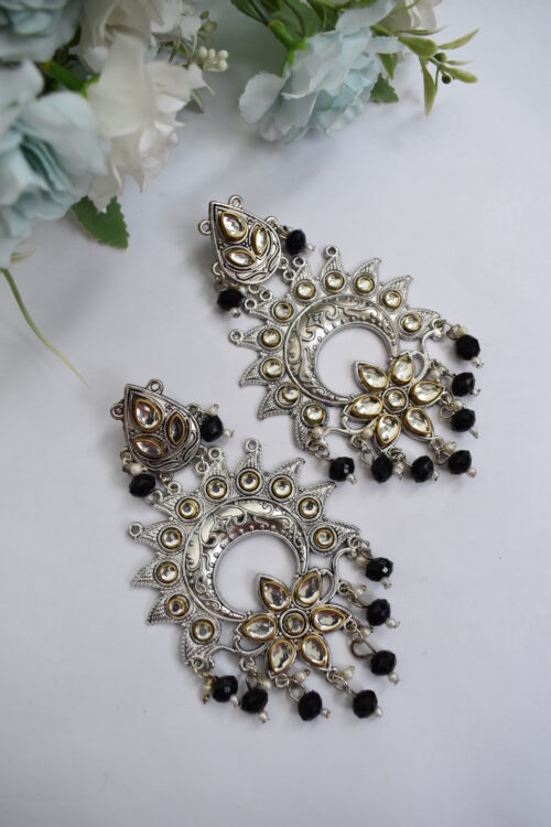 Beautiful Oxidised German Silver Chandbali Earrings