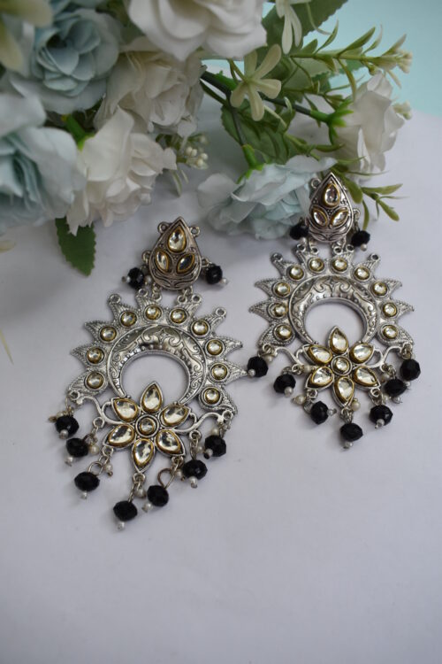 Beautiful Oxidised German Silver Chandbali Earrings