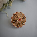 Beautiful Designer Kundan Pearls Meenakari Floral Ring