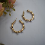 White Pearl Studded Hoop Earrings