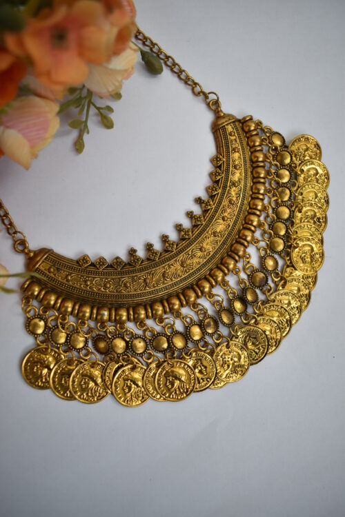 Yellow Chimes Indian Fusion Gold Necklace
