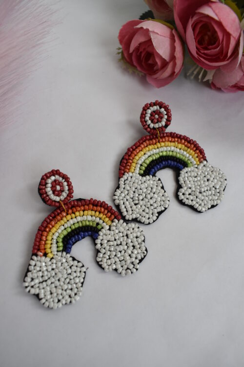 Ocean Inspired Handmade Boho Coastal Rainbow Earrings