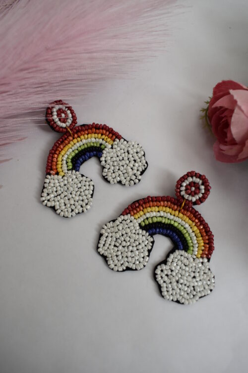 Ocean Inspired Handmade Boho Coastal Rainbow Earrings