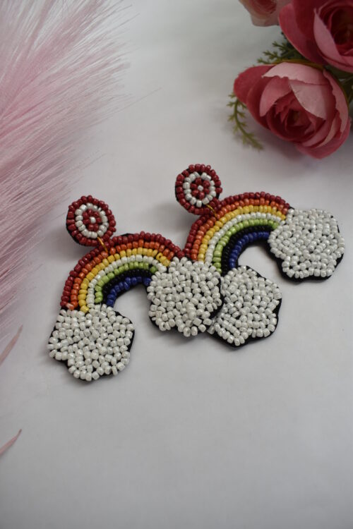 Ocean Inspired Handmade Boho Coastal Rainbow Earrings