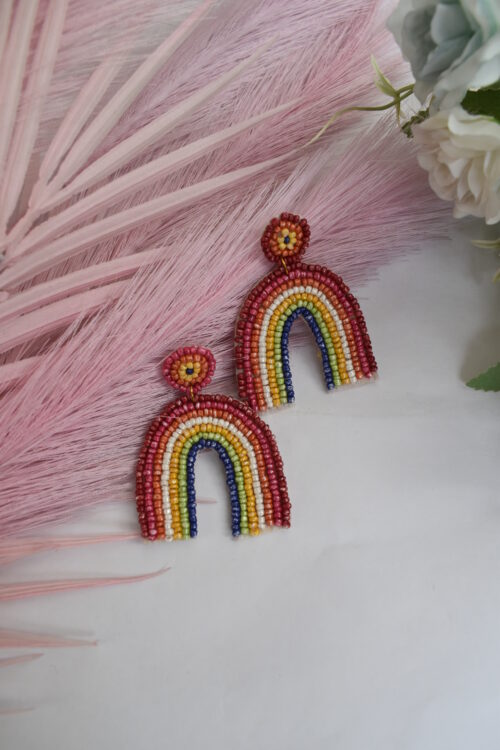 Ocean Inspired Boho Coastal Rainbow Earrings
