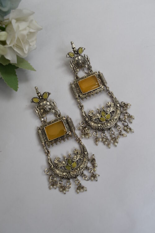 Statement Big Stone Chandbali Dangler Earrings