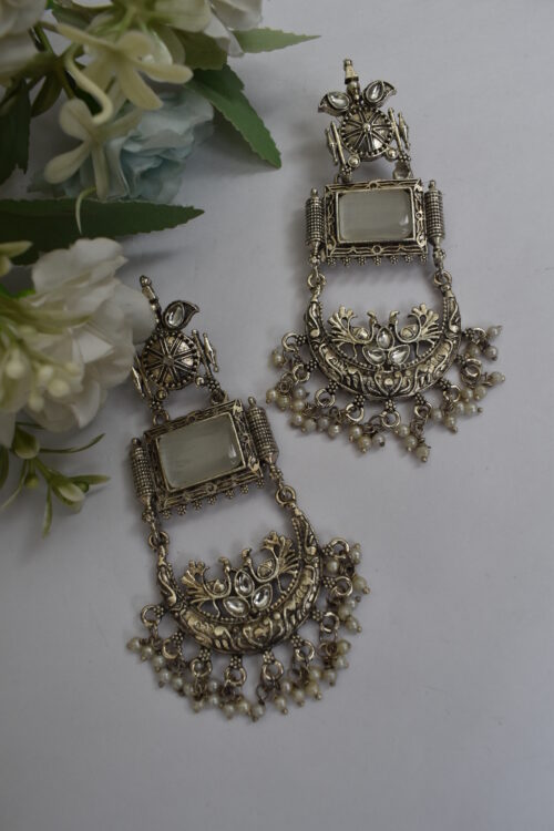 Statement Big Stone Chandbali Dangler Earrings
