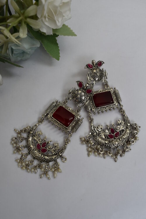 Statement Big Stone Chandbali Dangler Earrings