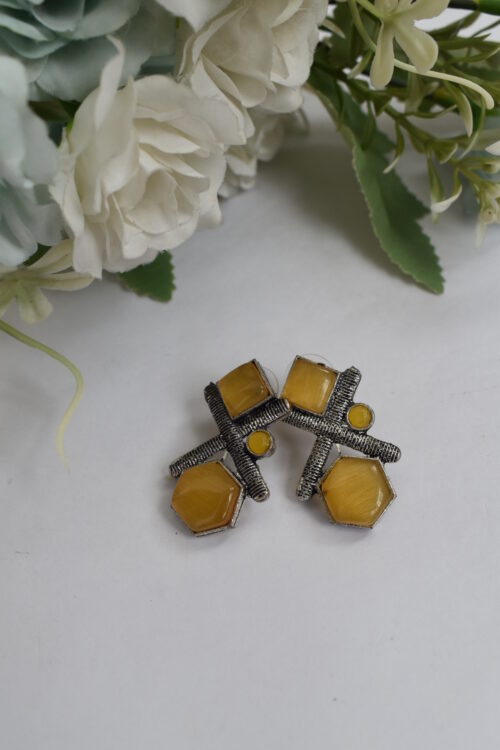 Silver Oxidised Contemporary Stud Earrings