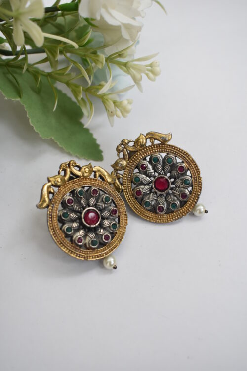 Vintage Look Oxidised Alloy Earrings – Stud & Tribal Style