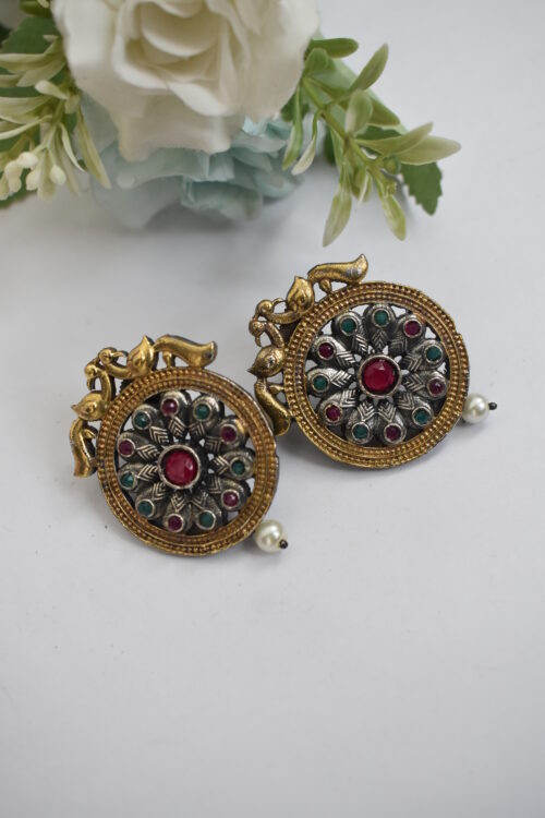 Vintage Look Oxidised Alloy Earrings – Stud & Tribal Style